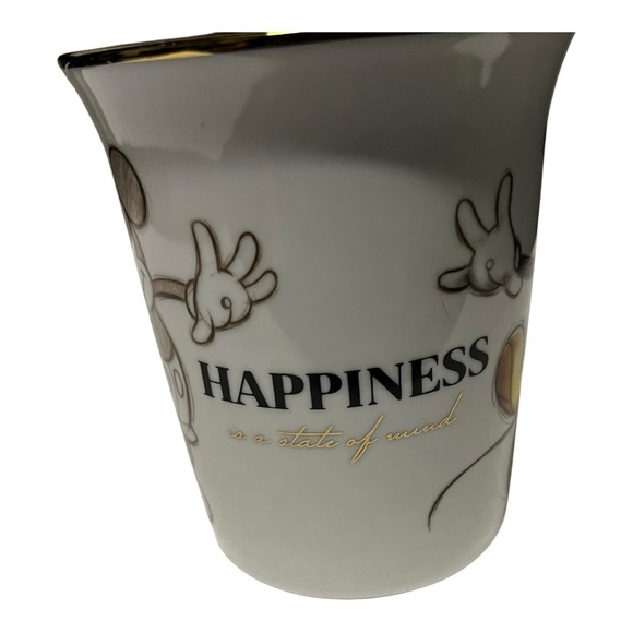 Disney Mickey Mouse "Happiness is a State of Mind" Gold trimmed Mug - Picture 3 of 8